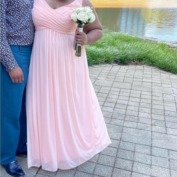 David’s Bridal Size 22 Bellini Peach Pleated Maxi Dress - Picture 7 of 7